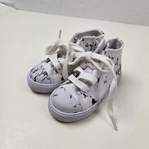 AKID White Splatter Kids High-Top Sneakers Size 4C